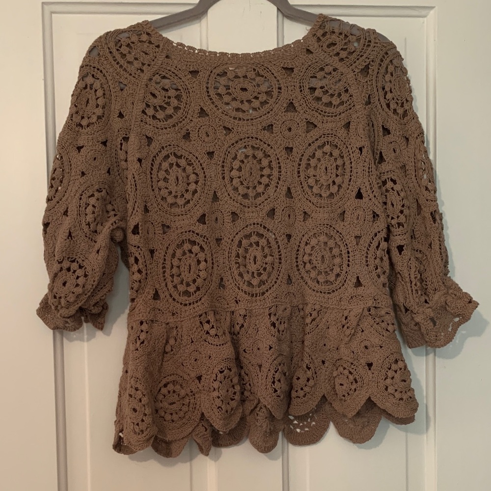 Peplum Crochet Brown Top